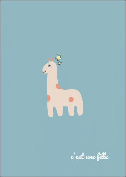 Cartes postales Naissance : Petite girafe rose