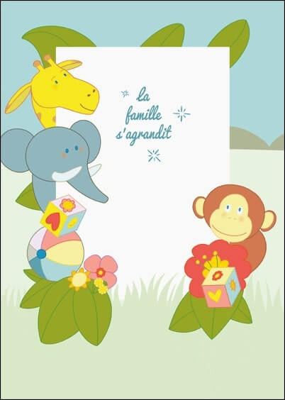 Cartes postales Naissance : La famille s'agrandit - Animaux rigolos