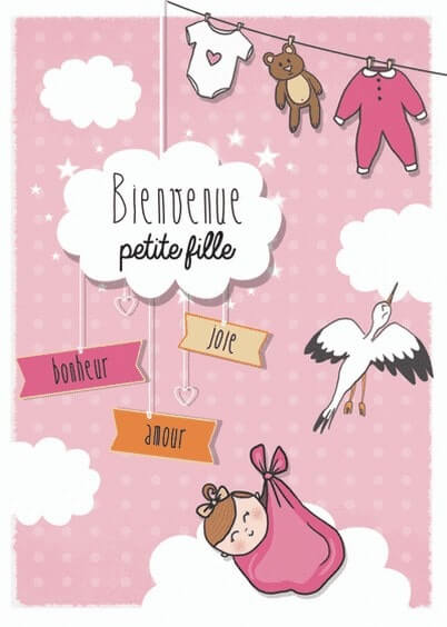 Cartes postales Naissance : Naissance dans les nuages - Fille