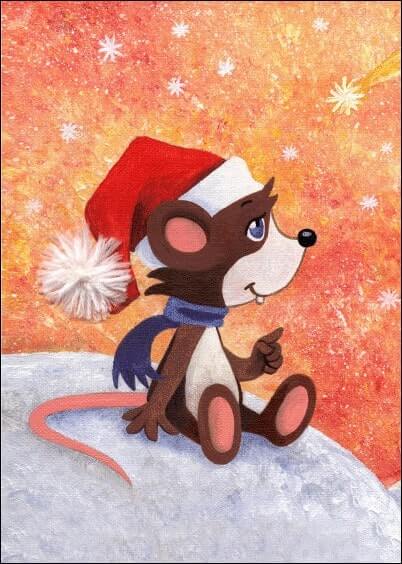 Cartes postales de Noël : Petite souris de Noël