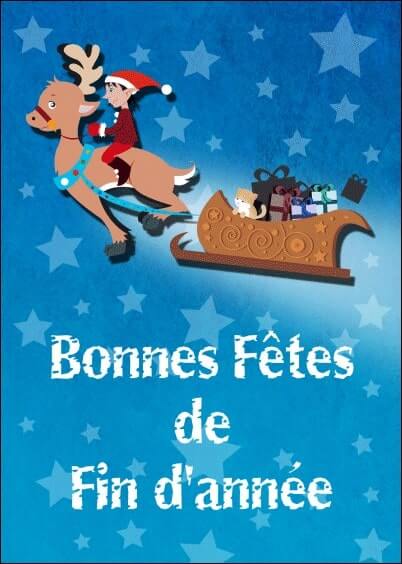 Cartes postales de Noël : Traineau - Bonnes fêtes de fin d'année