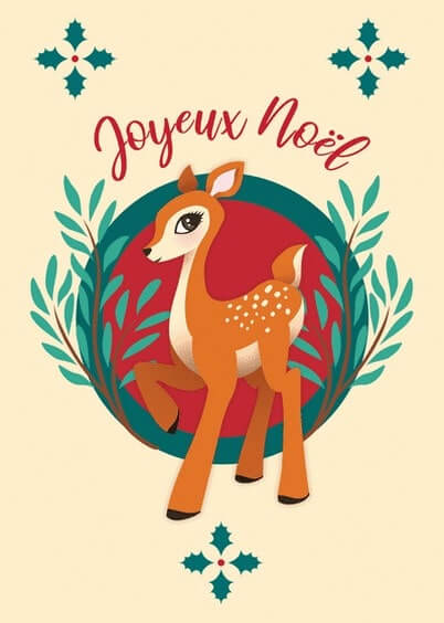 Cartes postales de Noël : Joyeux Noël du petit faon