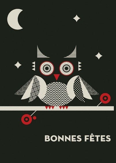 Cartes postales de Noël : Bonnes fêtes avec un petit Hibou