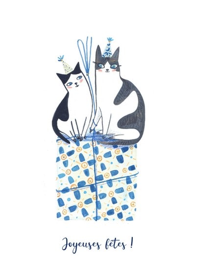 Cartes postales de Noël : Joyeuses Fêtes et petits chats