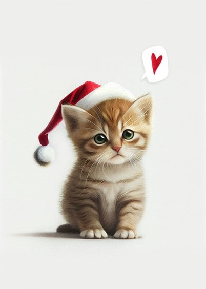 Cartes postales de Noël : Petit chaton de Noël