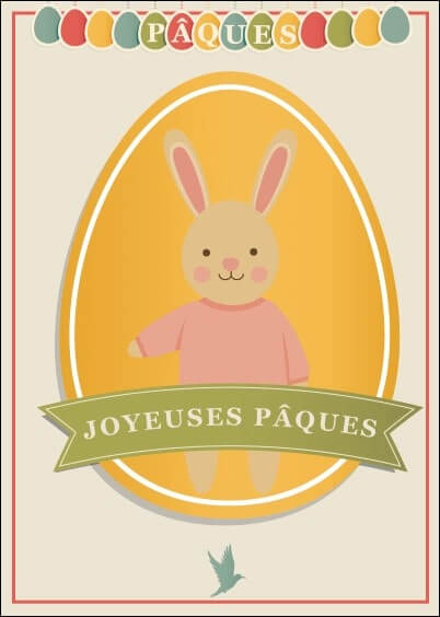Cartes postales de Pâques : Gros oeuf de Pâques et petit lapin