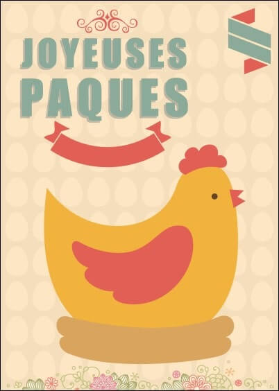 Cartes postales de Pâques : Poule aux oeufs de Pâques