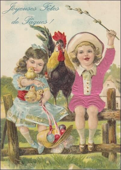 Cartes postales de Pâques : Carte ancienne - Coq de Pâques