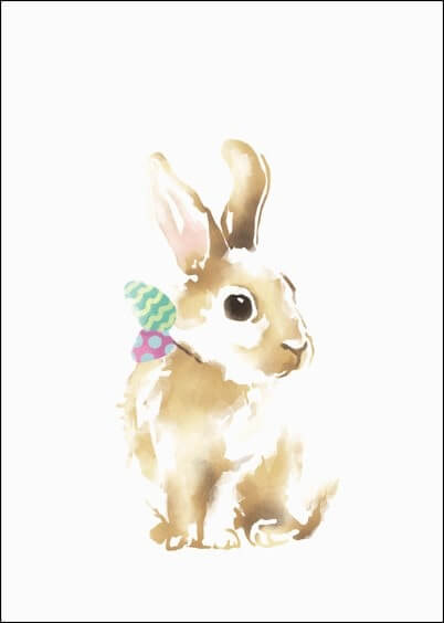 Cartes postales de Pâques : Aquarelle du lapin de Pâques