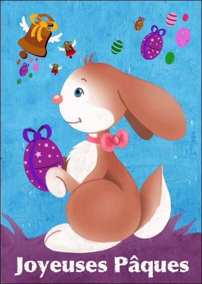 Cartes postales de Pâques : Lapin et oeufs de Pâques