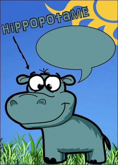 Cartes postales personnalisables Animaux à bulles : Animaux'bulles - Gentil hippopotame qui parle