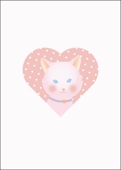 Cartes postales personnalisables Animaux et Nature : Petit chat dans un coeur