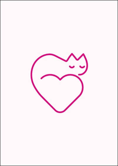 Cartes postales personnalisables Animaux et Nature : Un coeur, un chat