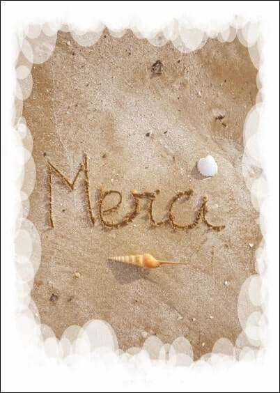 Cartes postales Remerciements : Merci dans le sable