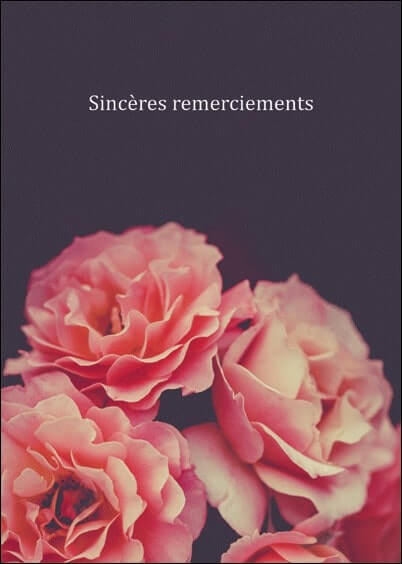 Cartes postales Remerciements de condoléances : Fleurs - Sincères remerciements