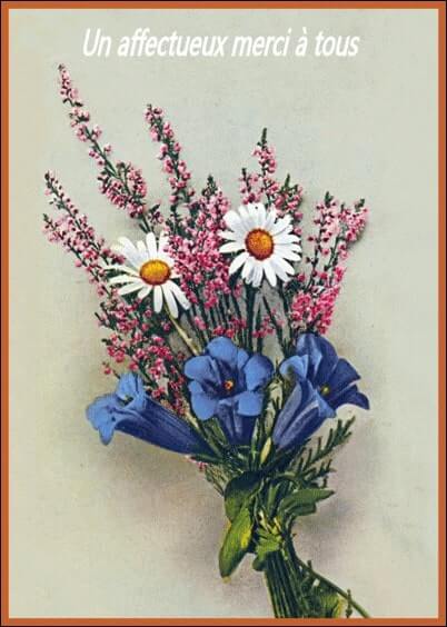 Cartes postales Remerciements de condoléances : Bouquet de fleurs
