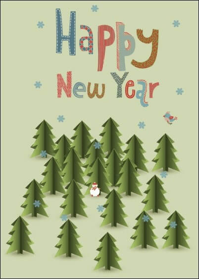 Cartes postales de Voeux de fin d'année : Happy new year dans la forêt