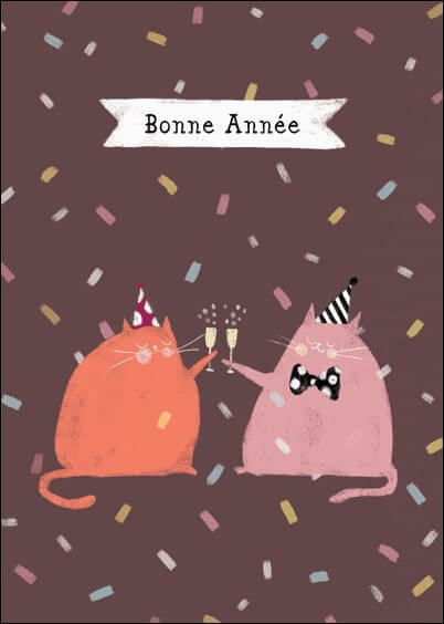 Cartes postales de Voeux de fin d'année : Chats qui trinquent à la nouvelle année