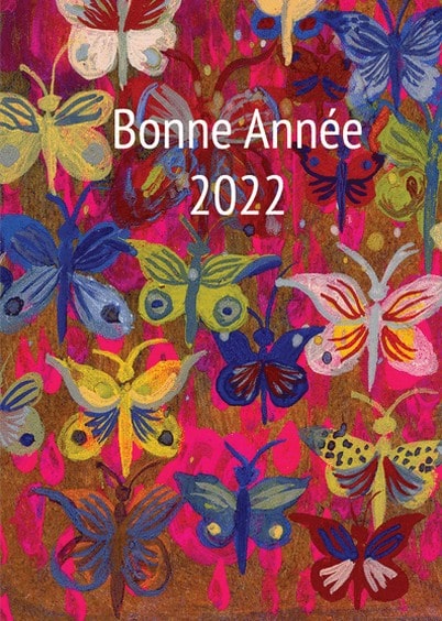 Cartes postales de Voeux de fin d'année : Bonne année 2022 - Papillons poétiques