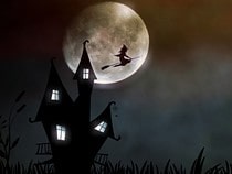 Fond d'écran Animaux d'Halloween - Château sous la lune
