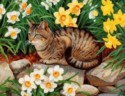 Jeu Puzzle Casse-tête en ligne Animaux Chats Fleurs Tableau