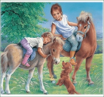 Jeu Puzzle Casse-tête en ligne Animaux ferme Chevaux Martine