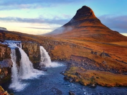 Jeu Puzzle Casse-tête en ligne Paysages Chutes d'eau Cascades Kirkjufell Islande