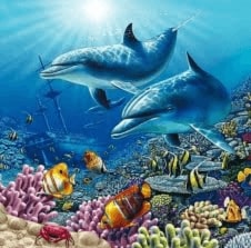 Jeu Puzzle Casse-tête en ligne Animaux marins Dauphins Fonds marins