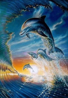 Jeu Puzzle Casse-tête en ligne Animaux marins Dauphins Jeu Vagues