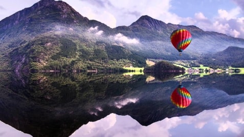 Jeu Puzzle Casse-tête en ligne Paysages Lac Montgolfière