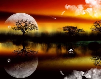 Jeu Puzzle Casse-tête en ligne Paysages Soleil couchant Lune