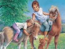 Jeu Puzzle Casse-tête en ligne Animaux ferme Chevaux Martine