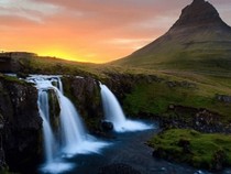 Jeu Puzzle Casse-tête en ligne Paysages Chutes d'eau Montagne Soleil couchant